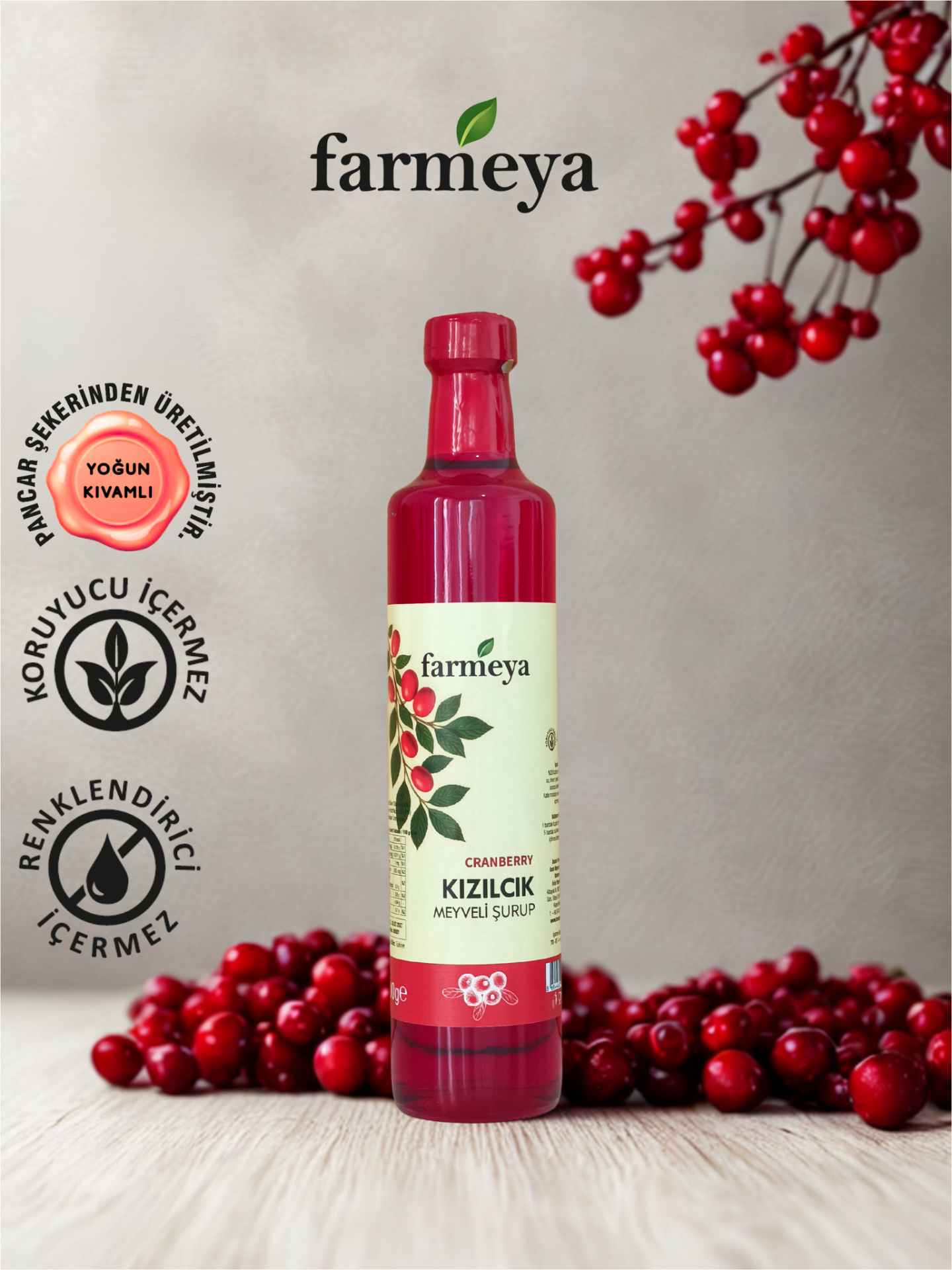 Kızılcık Özü 700gr - Kızılcık Meyveli Şurup