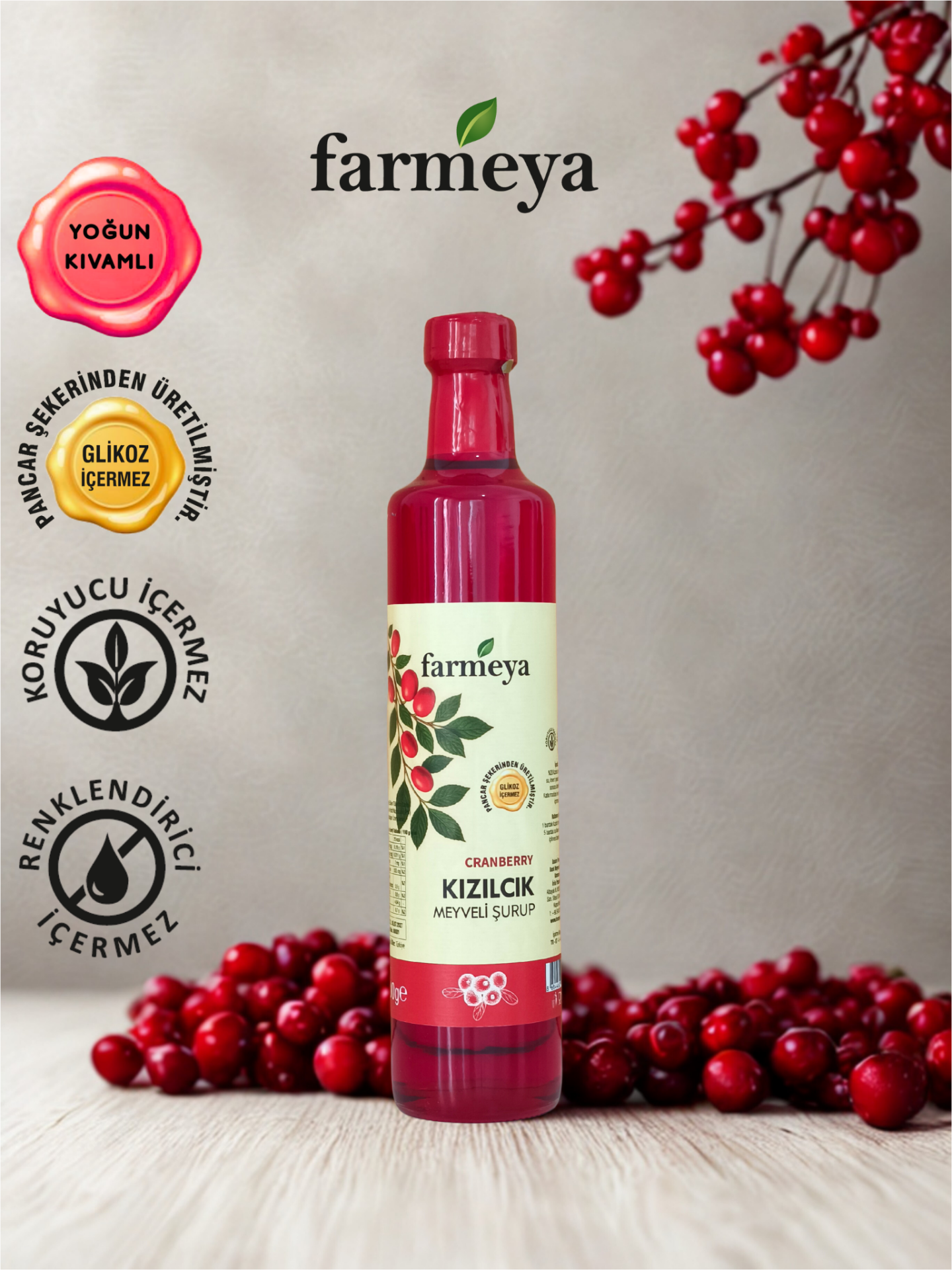 Kızılcık Özü 700gr - Kızılcık Meyveli Şurup